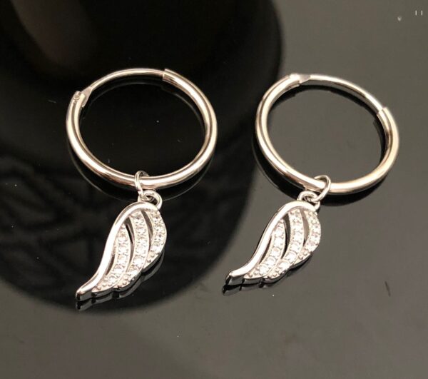 Pendientes Aro con Ala Plata de Ley - Imagen 3
