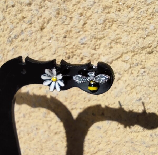 Pendientes Abeja y Flor Plata de Ley Rodiada - Imagen 5