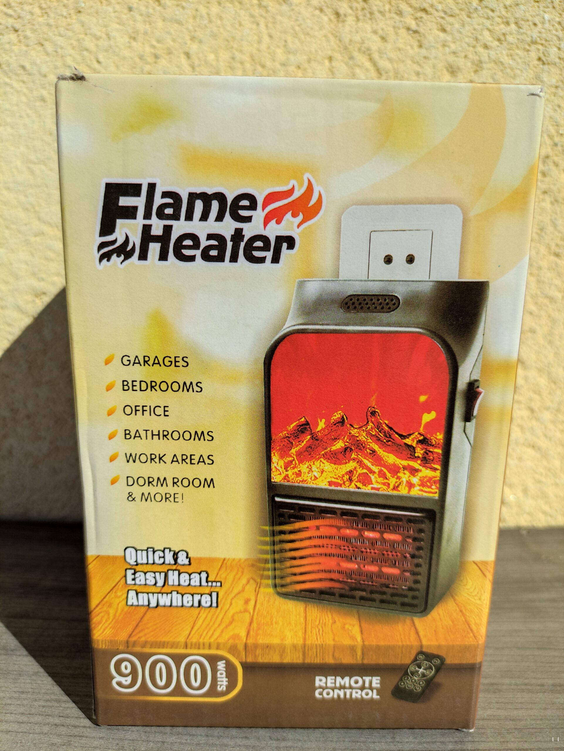 Mini Calefactor Eléctrico 900W Portátil Caja Flame Heater 📦 Embalaje original del mini calefactor electrico 900w portatil con pantalla simulador hoguera Flame Heater de novecientos vatios