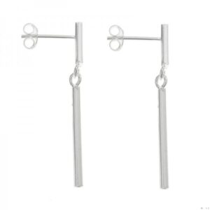 Pendientes Estilo Minimalista Doble Bastón Plata de Ley