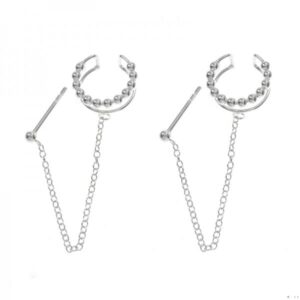 Pendientes Ear Cuff Bolitas Plata de Ley