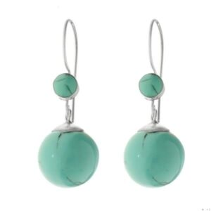 Pendientes Doble Bola Esmalte Turquesa Plata de Ley