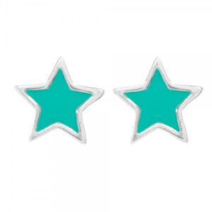 Pendientes Estrella Esmalte Turquesa Plata de Ley