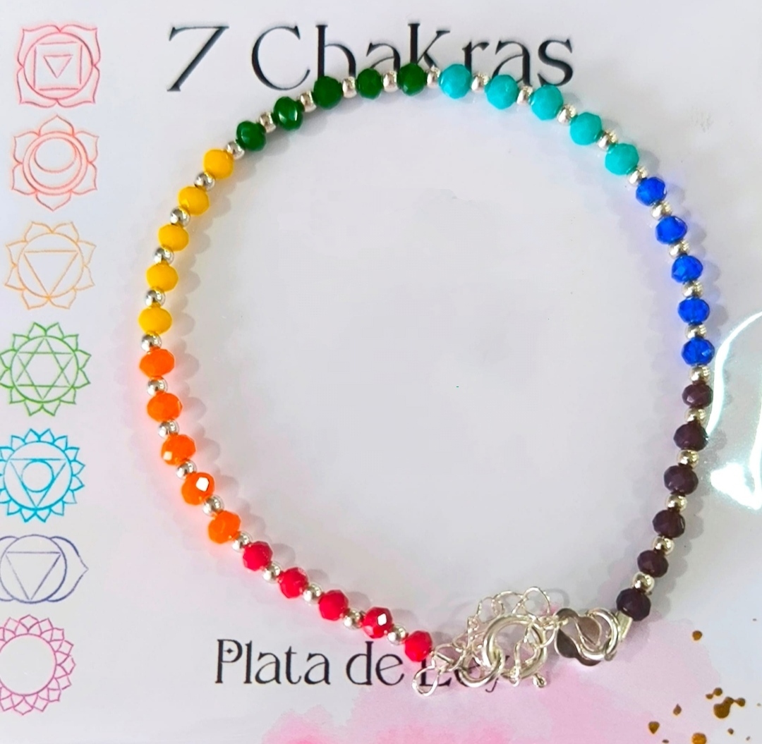 Pulsera Cristales Multicolor Facetadas Plata de Ley - Imagen 2