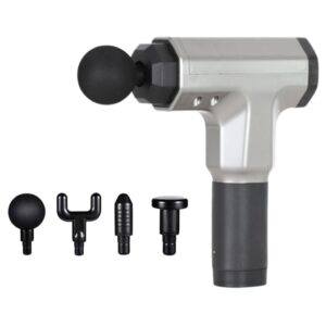 Masajeador muscular con pistola fascial modelo RF-710 en color negro con cabezal ergonómico intercambiable