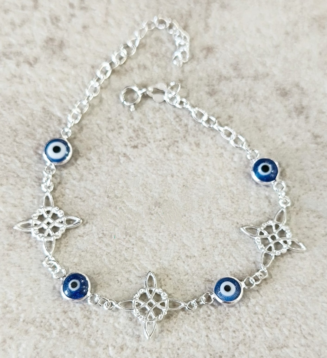 Pulsera Nudo de Bruja & Ojo turco Plata de Ley (1) Pulsera Nudo de Bruja & Ojo Turco Plata de Ley - Imagen 2