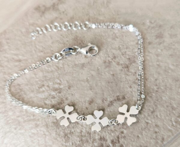 Pulsera Triple Trébol de la Suerte Plata de Ley - Imagen 2