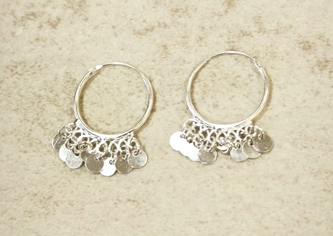 Aros con Chapitas Redondas Plata de Ley - Imagen 3