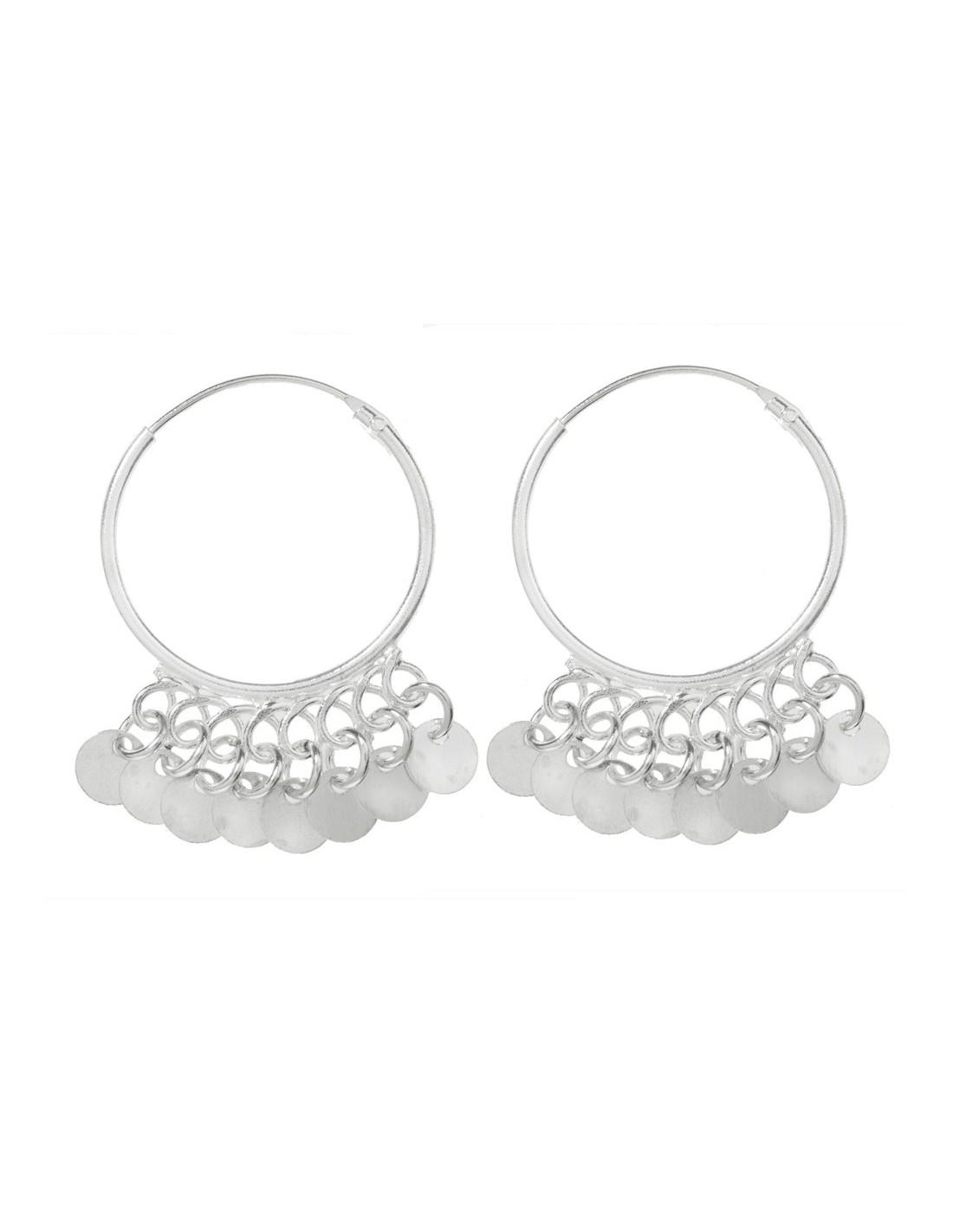 Aros con Chapitas Redondas Plata de Ley