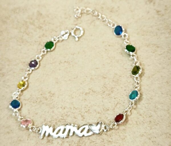 Pulsera Mamá con Corazón Plata de Ley - Imagen 3