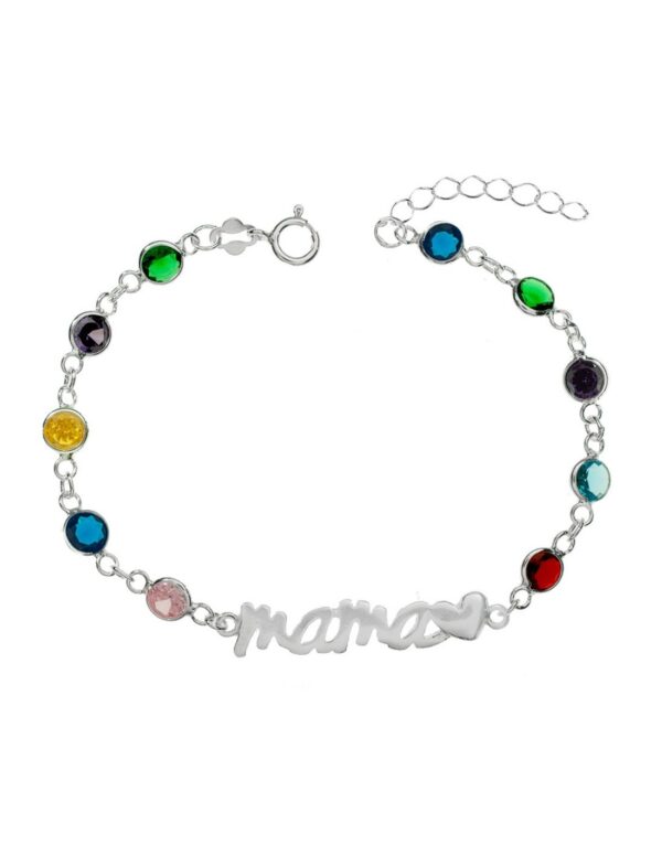 Pulsera Mamá con Corazón Plata de Ley