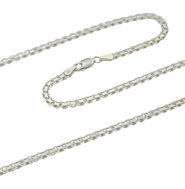 Joya de plata de ley: cadena Bismark unisex, ideal para colgar colgantes o llevar sola.