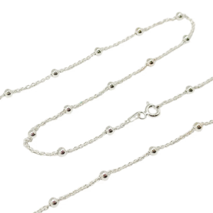 Joya de plata de ley: cadena de bolas, ideal para colgar colgantes o llevar sola.