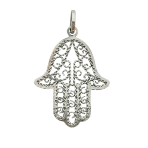 Joya espiritual: colgante Hamsa de plata de ley, un amuleto de protección.