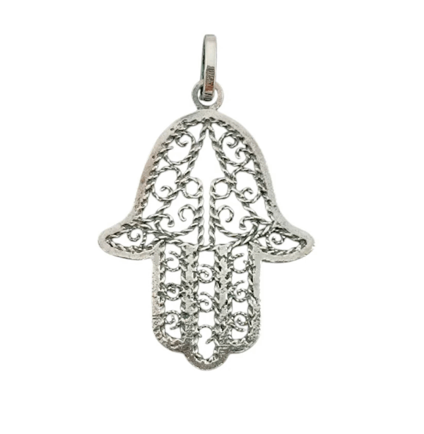 Joya espiritual: colgante Hamsa de plata de ley, un amuleto de protección.