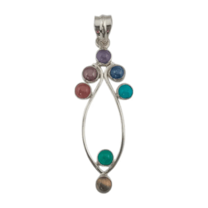 oya espiritual: colgante de los 7 chakras en plata de ley, ideal para el equilibrio energético.