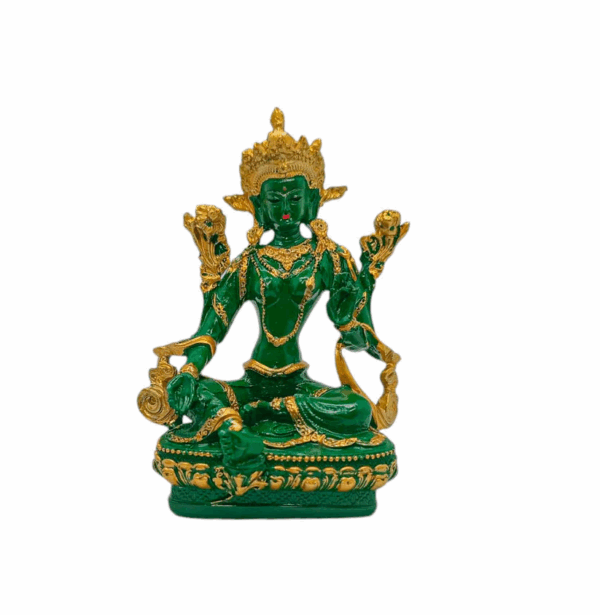 Estatua de Tara Verde de resina, un símbolo de la compasión, la protección y la sabiduría.