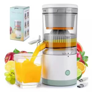 Exprimidor de zumo eléctrico, ideal para limones y naranjas, portátil y recargable.