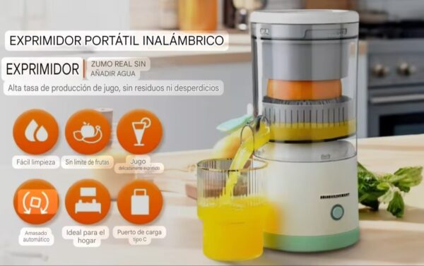 Exprimidor de zumo eléctrico, ideal para limones y naranjas, portátil y recargable, portátil inalámbrico.