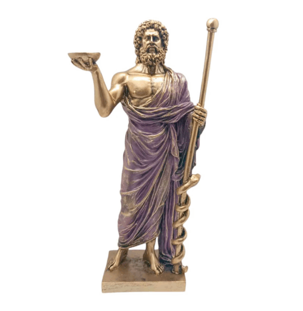 Estatua de Asclepio, dios griego de la medicina, para decoración, 30 cm.