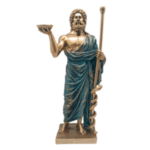 Figura de Asclepio de resina de 30 cm, un amuleto para la salud, la sabiduría y la curación.