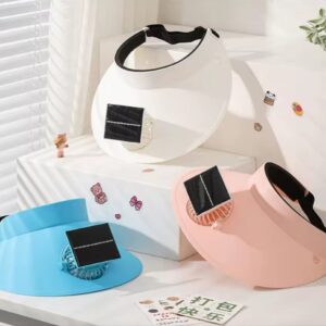 Gorra con ventilador ajustable, con carga solar y USB para mayor autonomía.