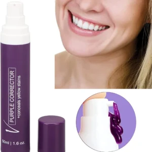 Pasta de dientes correctora de color, gel dental púrpura para un blanqueamiento instantáneo.
