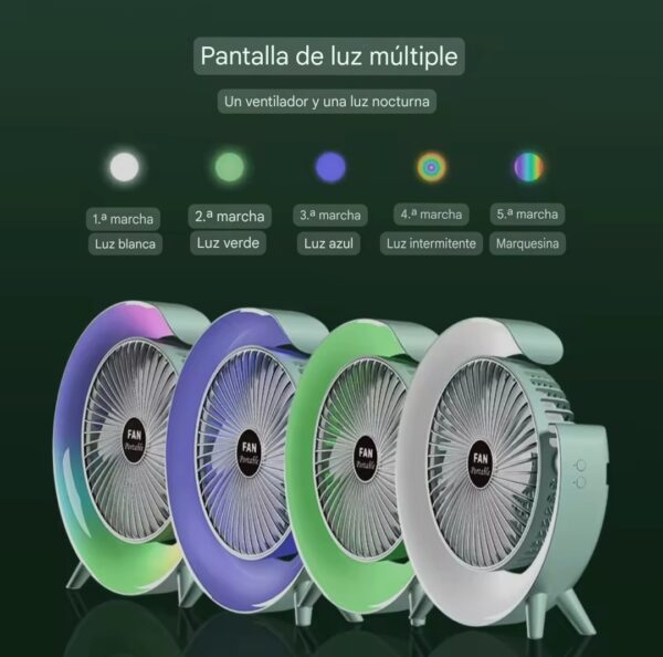 Ventilador de mesa recargable, modelo F13 con luz LED de ambiente, varios modelos.