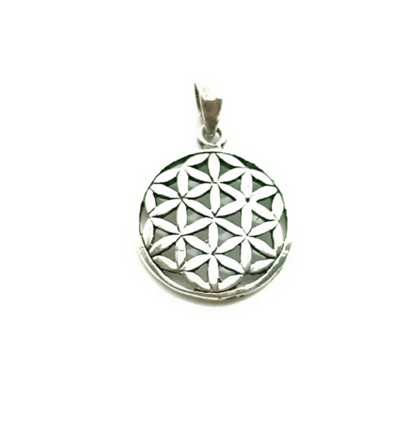Colgante de plata de ley, símbolo de la Flor de la Vida, geometría sagrada.