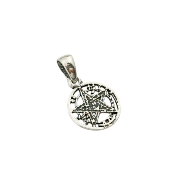 Colgante de plata de ley, amuleto del Tetragramatón, símbolo de protección, 11 mm, lado lateral.