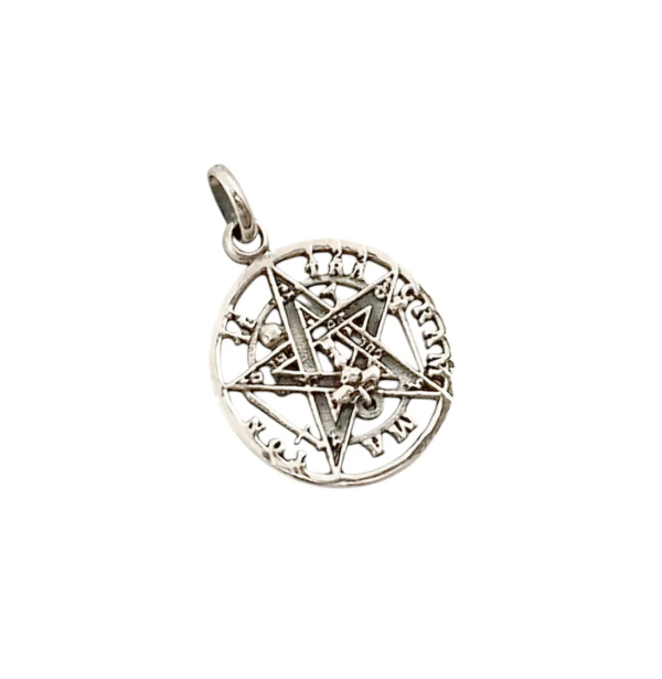 Amuleto de protección: colgante de plata de ley, Tetragramatón, lado lateral.