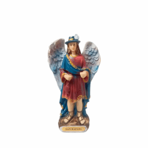 Estatua del Arcángel San Rafael, protector de los viajeros y sanador.