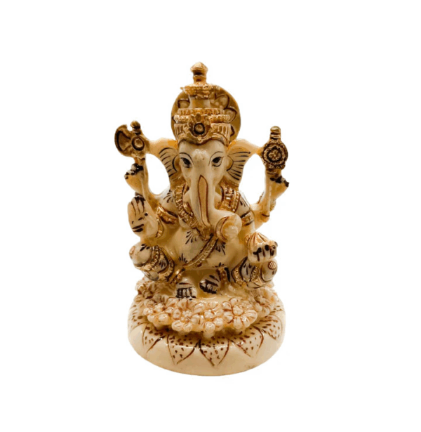 Estatua de la Diosa Ganesha en resina, ideal para la buena suerte y la prosperidad.