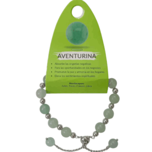 Pulsera de aventurina verde y acero, ideal para atraer la suerte y la prosperidad.