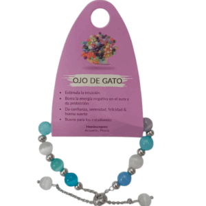 Pulsera de Ojo de Gato y acero, para el equilibrio emocional y la intuición.