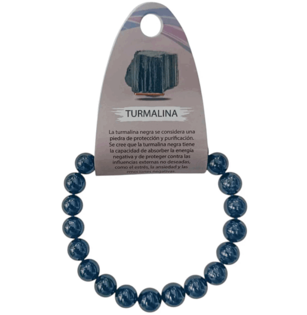 Joya para hombre: pulsera de turmalina de 10 mm, amuleto de protección contra la negatividad.