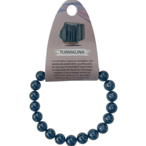 Pulsera turmalina negra hombre de 10mm con cuentas redondas pulidas de 22 cm