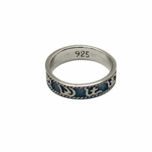 Anillo de plata de ley 925, mantra Om Mani Padme Hum, ideal para meditación y yoga.