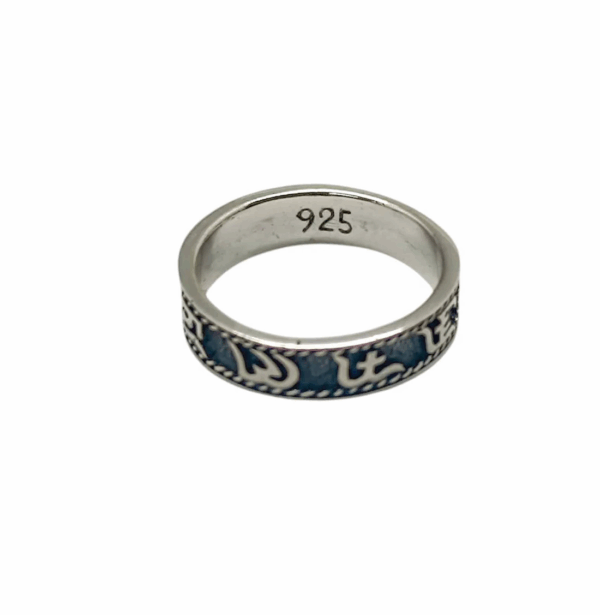 Anillo de plata de ley 925, mantra Om Mani Padme Hum, ideal para meditación y yoga.