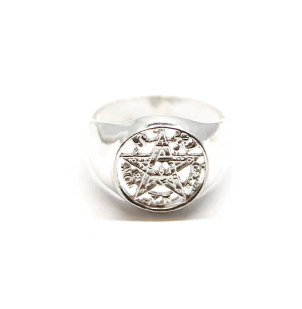 Anillo de plata 925, talismán de protección del Tetragramatón, para mujer y hombre.