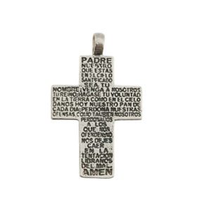 Colgante de plata de ley 925, Cruz del Padre Nuestro, joyería religiosa.