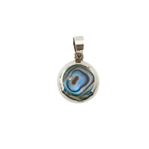 Colgante de plata y nácar abalón, diseño de doble cara, 14 mm.