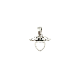 Colgante de plata 925, corazón con alas, ideal para regalo. Símbolo de amor y libertad.