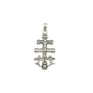 Colgante de plata 925, Cruz de Caravaca, amuleto de protección y fe, 27x14 mm.