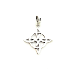 Colgante de plata 925, símbolo Nudo de Bruja, medidas 21 x 19 mm.