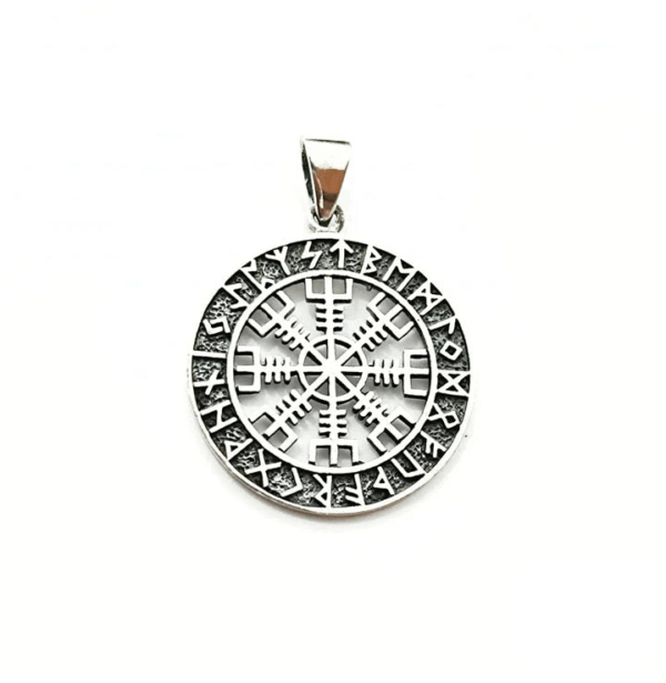 Joya de plata de ley 925: colgante Vegvisir, amuleto de protección y guía nórdica.