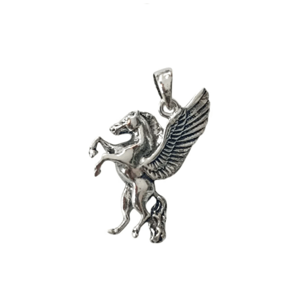 Colgante de plata de ley, símbolo del mitológico Pegaso, ideal para hombres y mujeres.