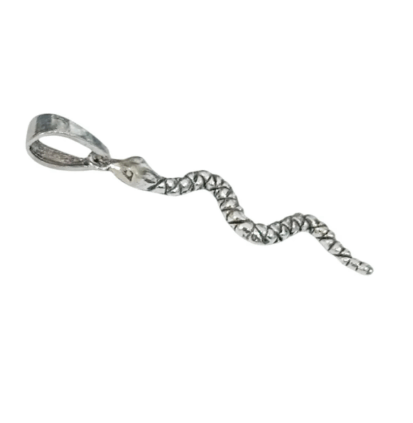 Colgante de plata de ley, símbolo de serpiente, ideal para hombres y mujeres, lado lateral.