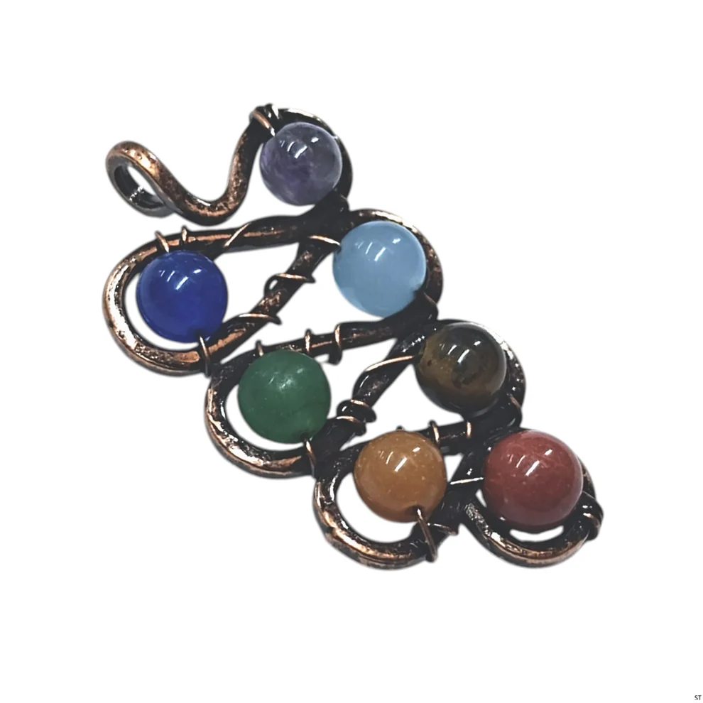 Colgante de metal color bronce con 7 chakras natural El Bazar de Monty