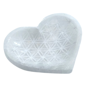 Cuenco de selenita flor de la vida corazón protección limpieza energética El Bazar de Monty